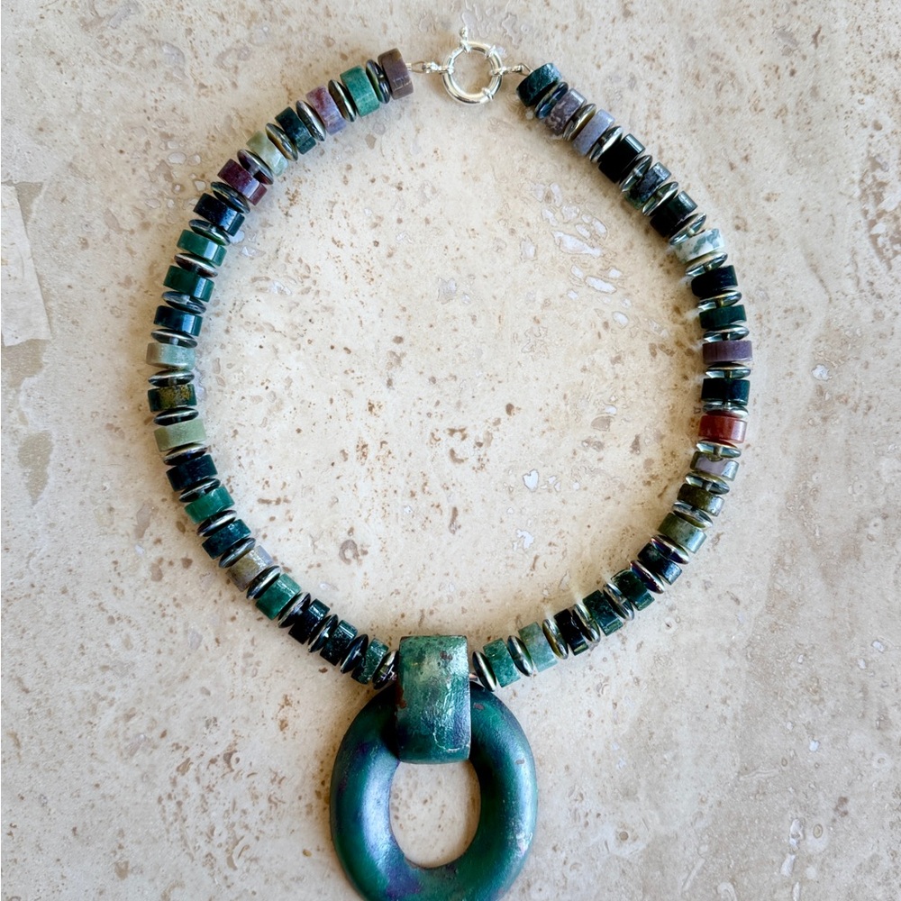 Elegant Green and Brown Beaded Necklace
